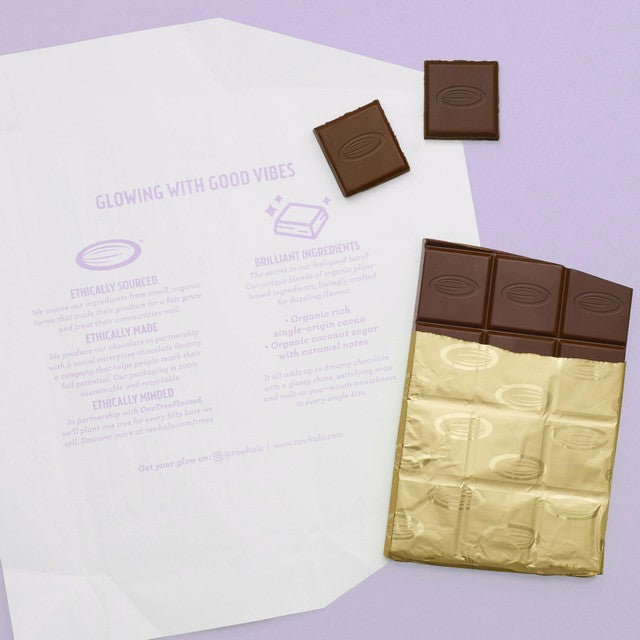 Raw Halo Vegan Mylk & Vanilla chocolate bar 70g, imported from the UK