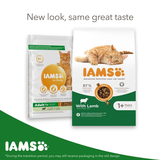 IAMS adult dry cat food lamb 3kg, UK version