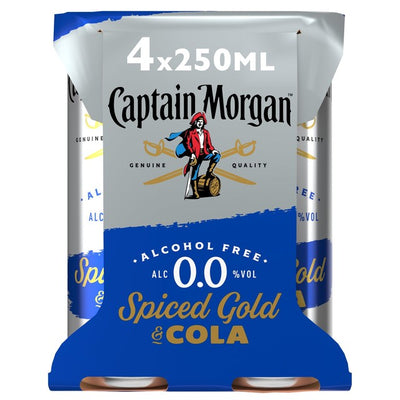 M&S Captain Morgan Spiced Gold Alcohol-Free & Cola Pre-Mixed Can 4 x 250ml- Buy online at McGrocer