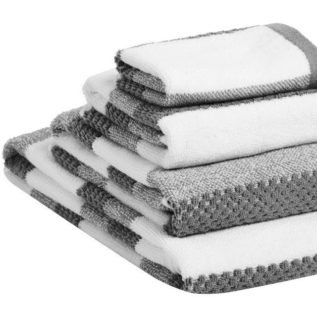 M&S Cotton Textured Stripe Bath Sheet, Charcoal 100X150cm