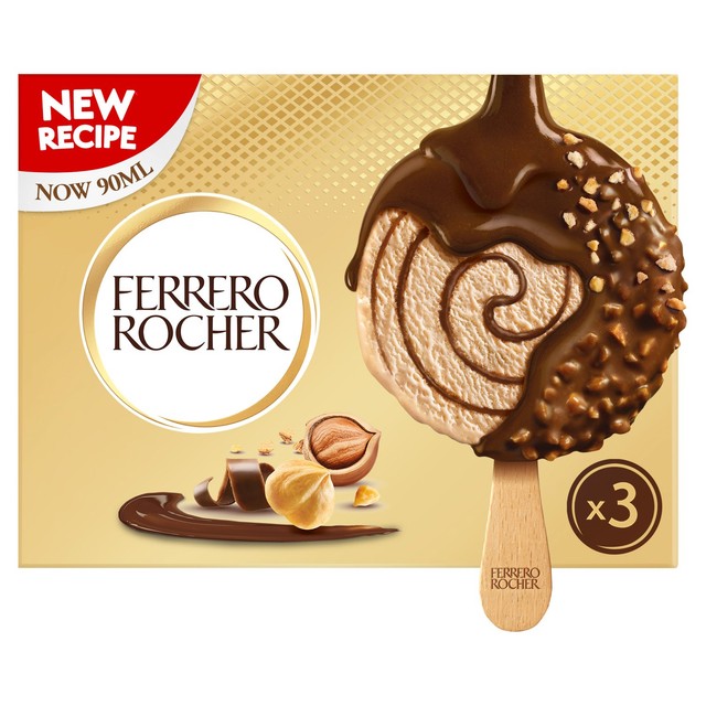 Ferrero Rocher hasselnøttispinner 3 x 70 ml - britisk produkt