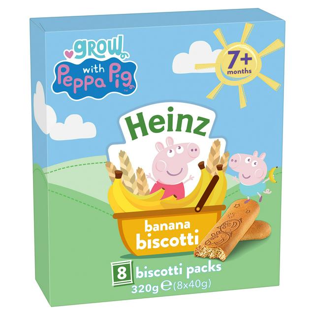 Heinz Peppa Pig Banana Biscotti Baby Food Snacks 7 Months Multipack 8 x 40g