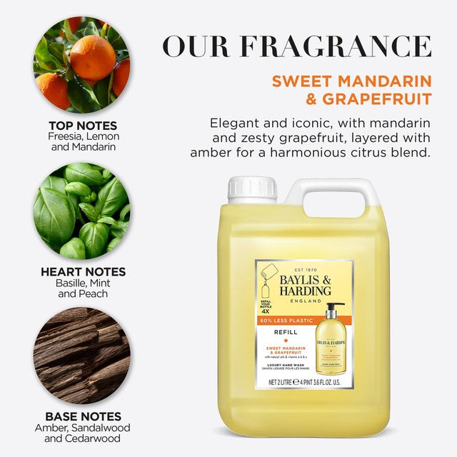 Baylis Harding sweet mandarin grapefruit hand wash refill 2L - British product