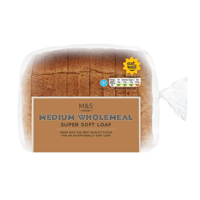 M&S Super Soft Wholemeal Bread 400g, imported from the UK