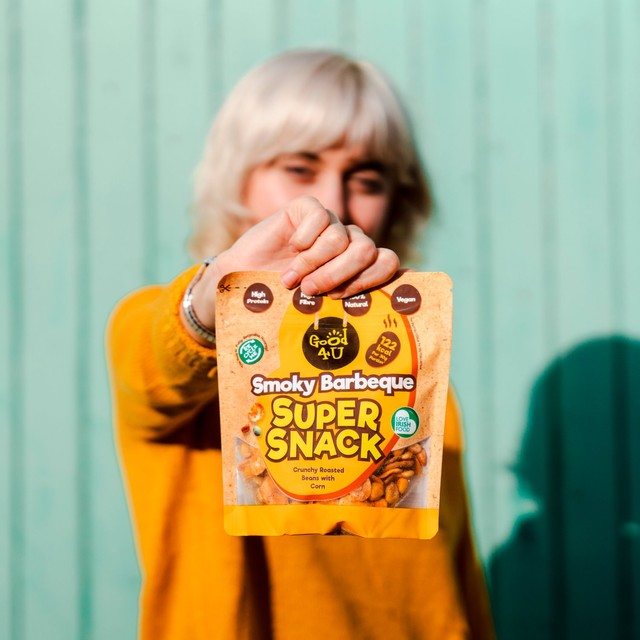 Good4U Smoky Barbecue roasted bean and corn snack 130g, UK version