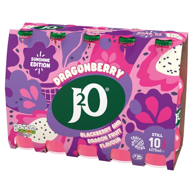 J2O Dragonberry apple and blackberry soft drink 10 x 275ml, UK version