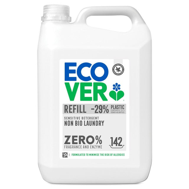 Ecover non-bio laundry liquid zero fragrance and enzyme 142 washes - British product
