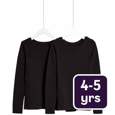 Lot de 2 hauts thermiques M&S Heatgen unisexe pour enfants, noirs, 4-5 ans