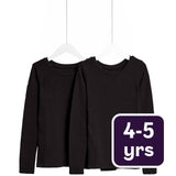 M&S Heatgen Thermal Tops Unisex Black 4-5 Years 2pk, imported from the UK