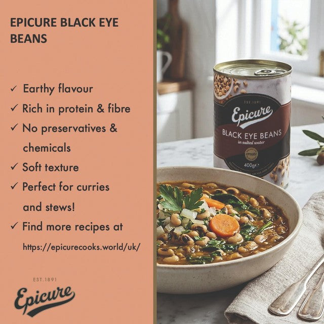 Epicure Black Eye Beans 400g - British product