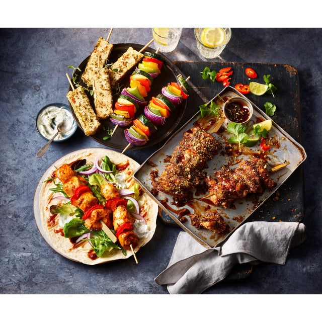 M&S halloumi kebabs with chimichurri and peppers 225g, imported from the UK
