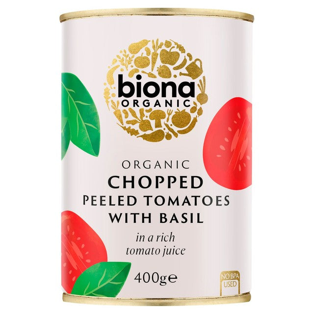 Biona organic chopped tomatoes with fresh basil 400g - British product
