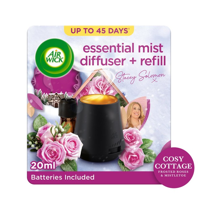 Airwick Essential Mist Kit Cosy Cottage Frosted Roses & Snowberry 20ml - British product