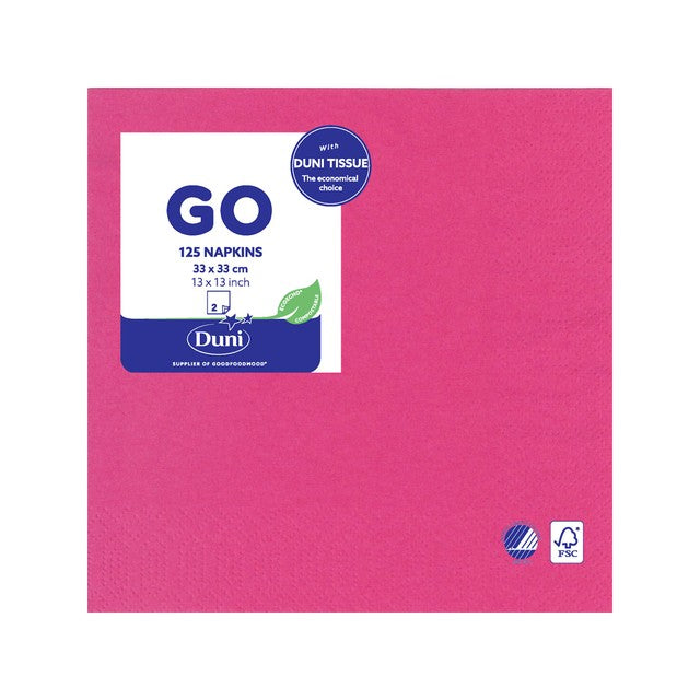 Duni pink 2-ply paper napkins 125 per pack, imported from the UK