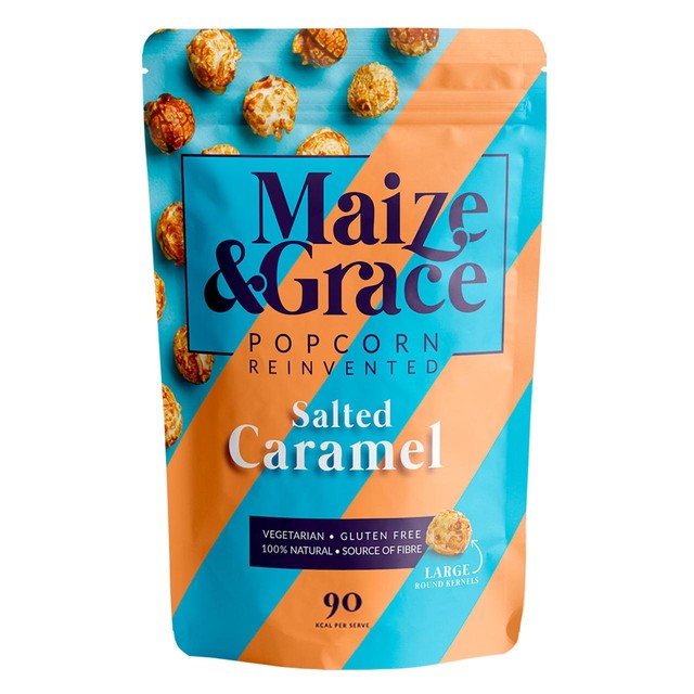 Maize & Grace salted caramel popcorn 72g, imported from the UK