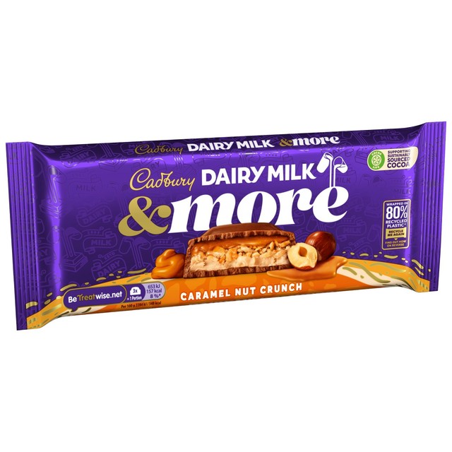 Cadbury milk chocolate bar caramel nut crunch 200g - British product