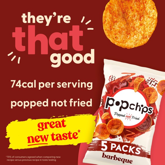 Popchips barbeque flavour crisps multipack, imported from the UK