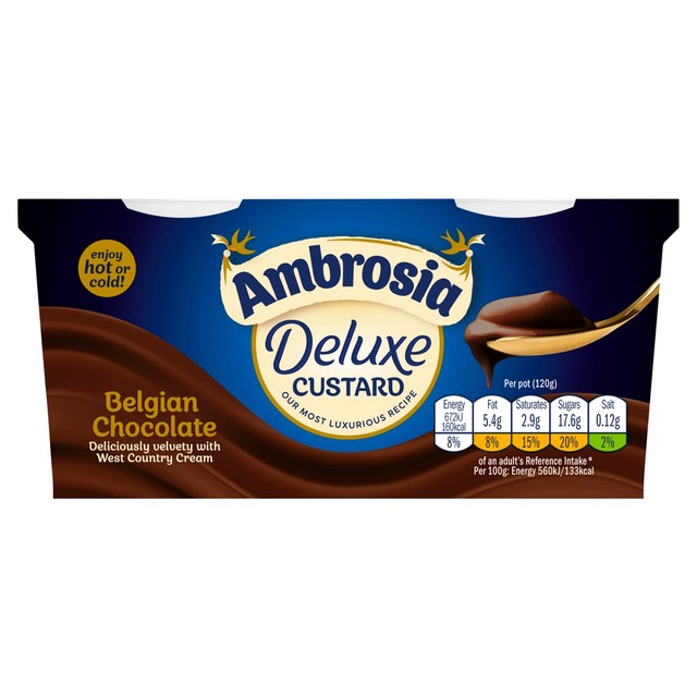 Ambrosia Belgian Chocolate Custard Pots 2 x 120g - British product