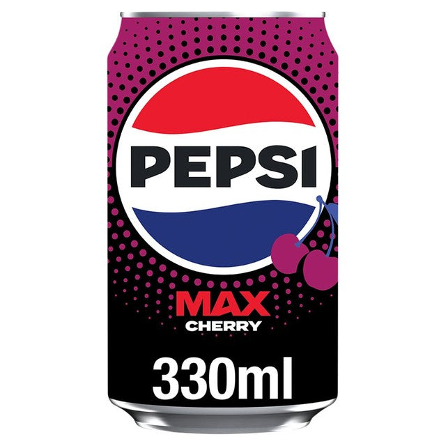 Pepsi Max Cherry cola 4x330ml cans, imported from the UK