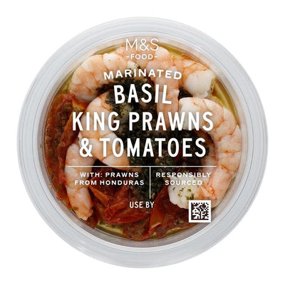 M&S marinierte Riesengarnelen mit getrockneten Tomaten & Basilikum Meeresfrüchte-Vorspeise 135g