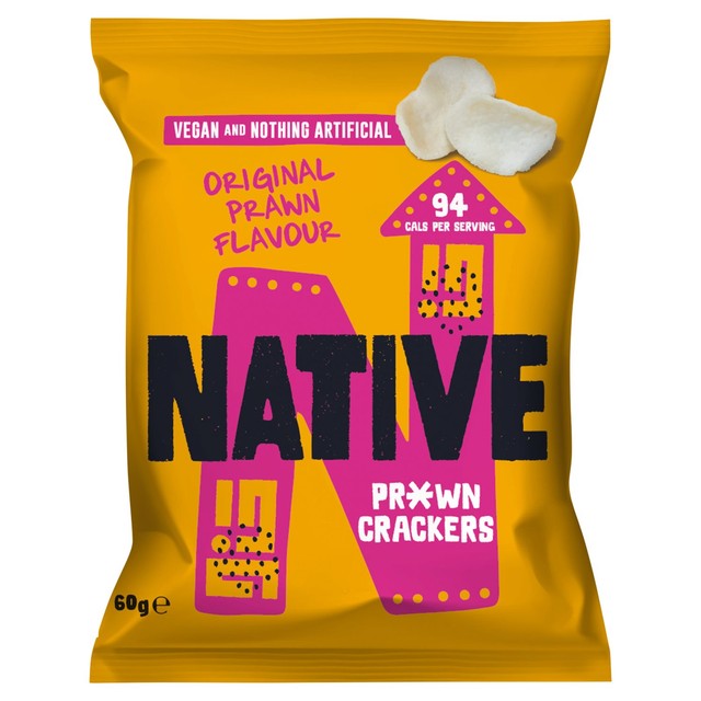 Native Snacks vegan prawn crackers original flavour 60g, imported from the UK