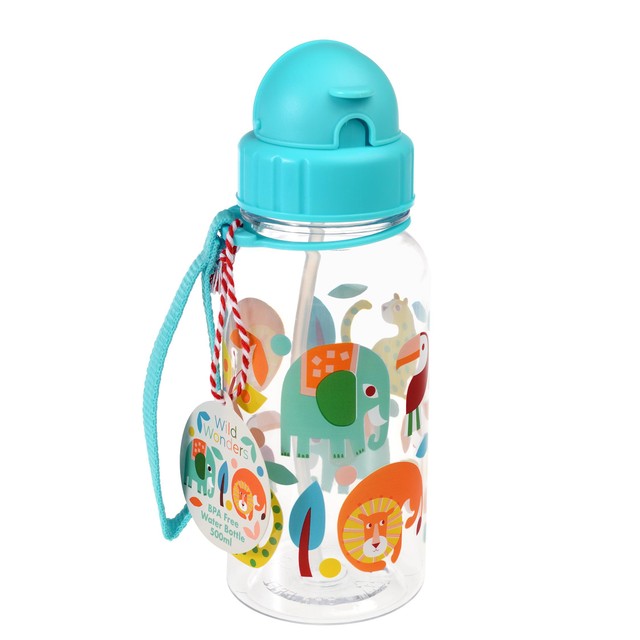 Rex International Wild Wonders children's water bottle with straw 500ml - British product