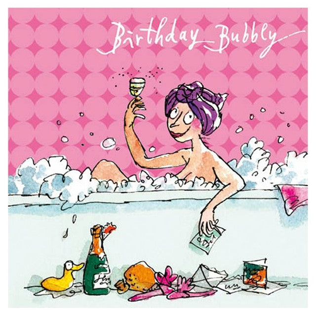 Woodmansterne Quentin Blake bubble bath birthday card 160mm x 160mm, imported from the UK