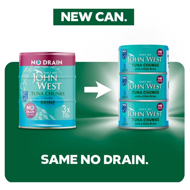 John West no drain tuna chunks 3x100g, UK version