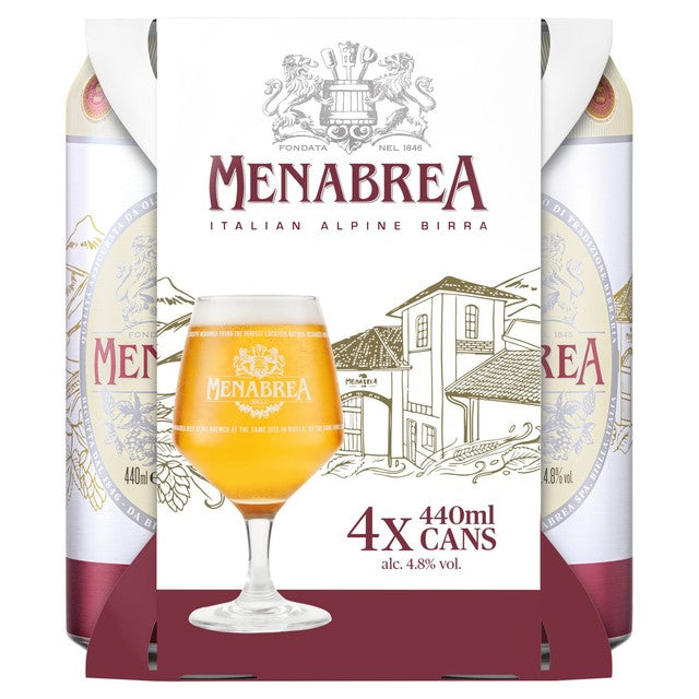 Menabrea Italian Alpine Birra lager cans 440ml, UK version