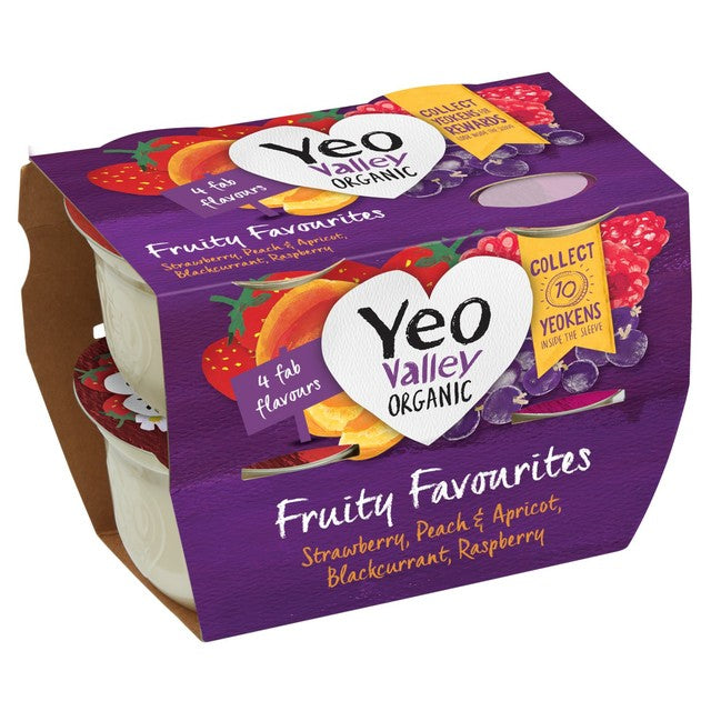 Yeo Valley organic fruity favourites yogurts assorted flavours 4x110g (British brand)