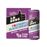 Lo Bros raspberry and blackcurrant kombucha 4x250ml multipack, UK version
