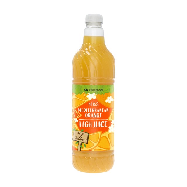 M&S Mediterranean Orange High Juice Squash 1L, imported from the UK