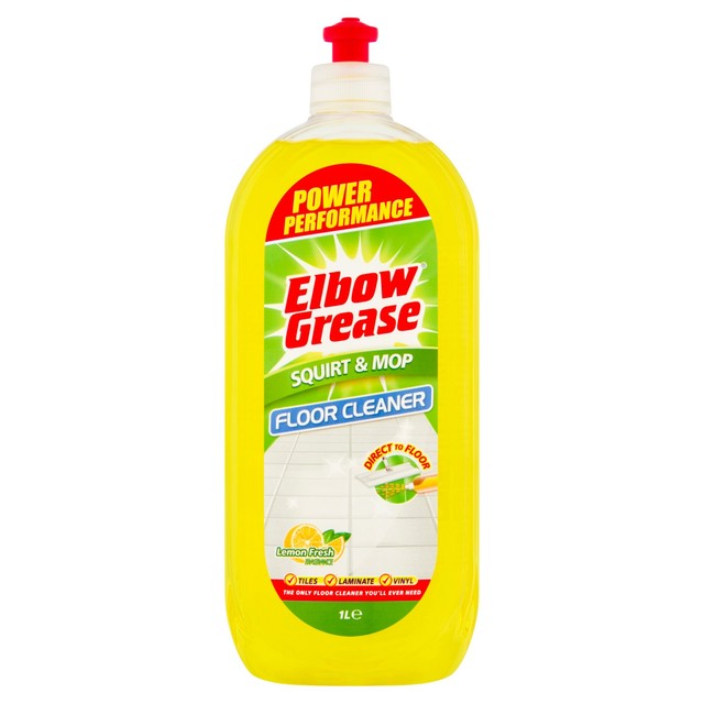 Elbow Grease lemon floor cleaner bottle, imported from the UK