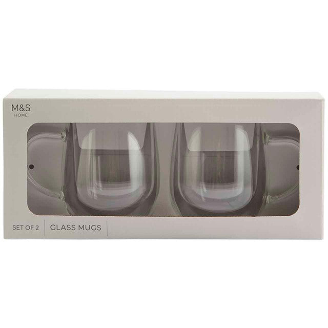 M&S double wall glass mugs 2 pack, imported from the UK