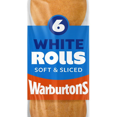 Warburtons 6 skivede hvite rundstykker