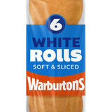 Warburtons 6 sliced white rolls (British brand)