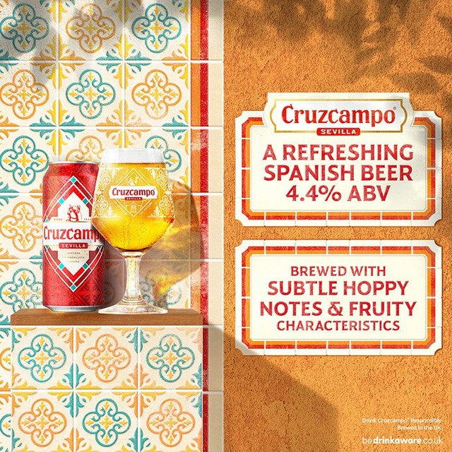 Cruzcampo Spanish Lager beer cans 10 x 440ml - British product