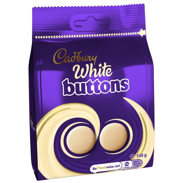 Cadbury white chocolate buttons 100g bag - British product