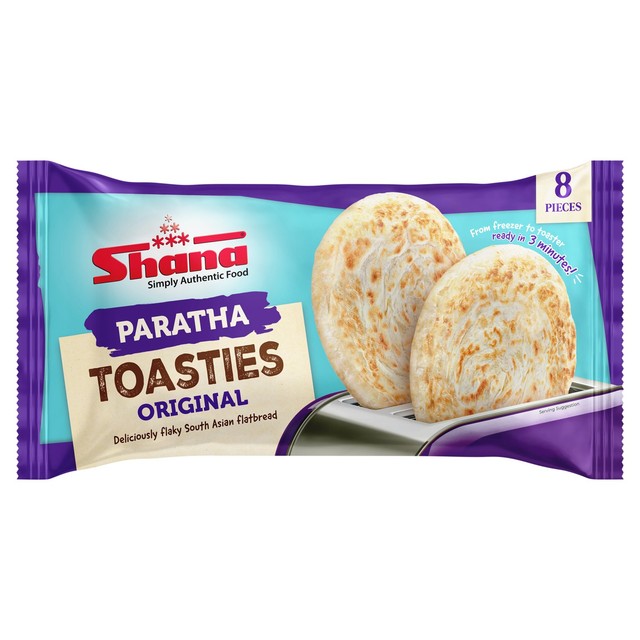 Shana Paratha Toastie Original frozen flatbread, imported from the UK