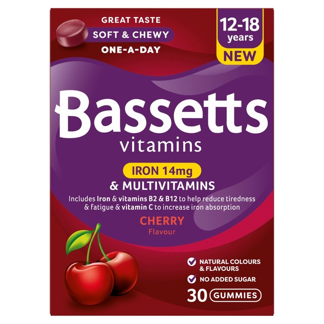Bassetts Cherry Iron & Multivitamin Pastilles 30 Pack - British product