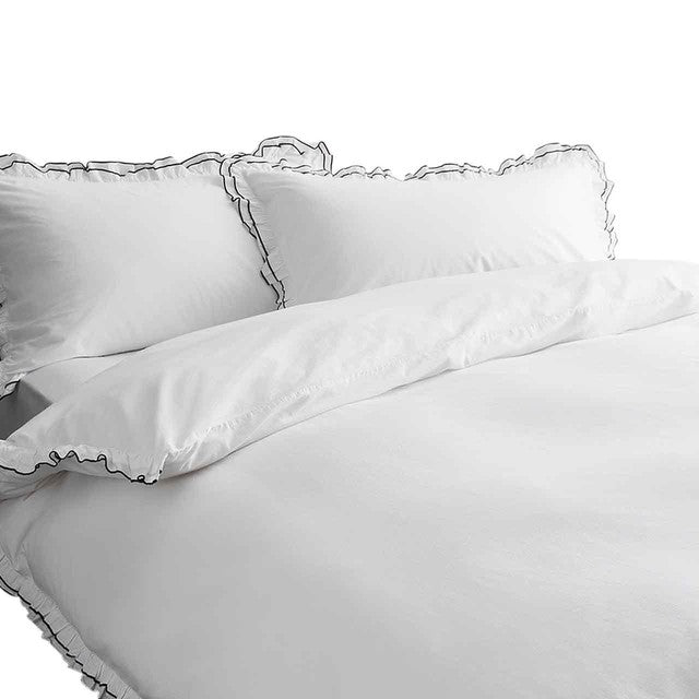 M&S pure cotton double ruffle bedding set king size black, imported from the UK