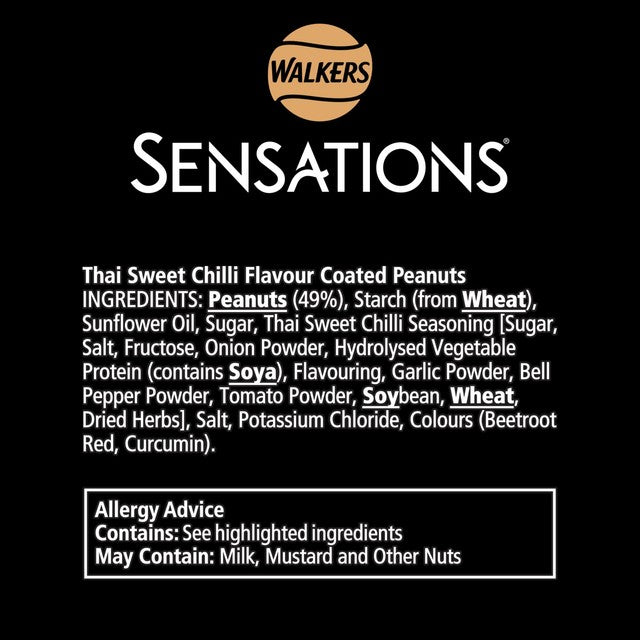 Walkers Sensations Thai sweet chilli coated peanuts 150g (British brand)