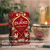 Pukka Herbs vanilla chai herbal tea bags 20 pack, imported from the UK