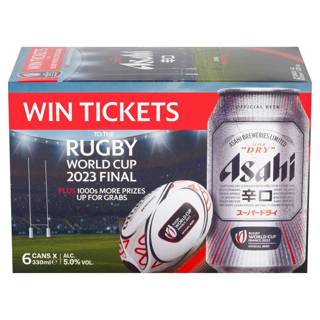 Asahi Super Dry lager beer 6 x 330ml cans - British product