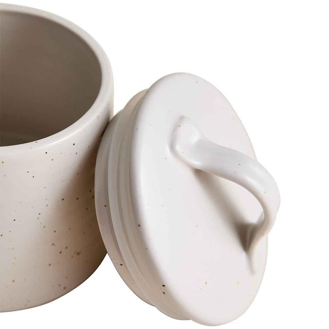 M&S small ceramic storage jar neutral - (British brand)