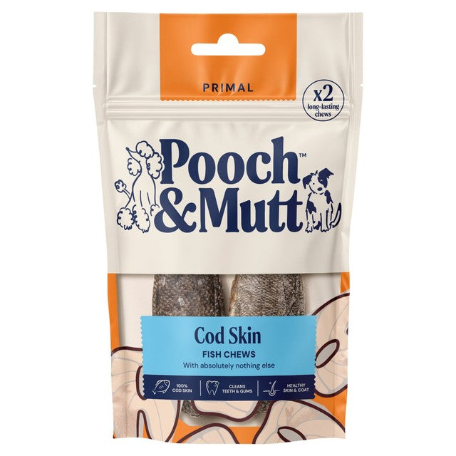 Pooch & Mutt long-lasting fish hide chews 90g, imported from the UK