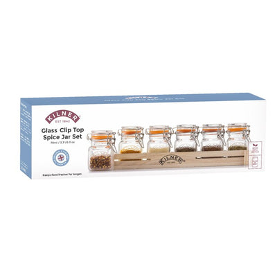 M&S Glass Clip Top Spice Jar Set with Wooden Crate - 6 x 70ml Jars- Buy online at McGrocer
