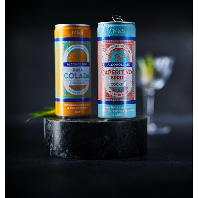 M&S bitter orange spritz cocktail 250ml can, imported from the UK