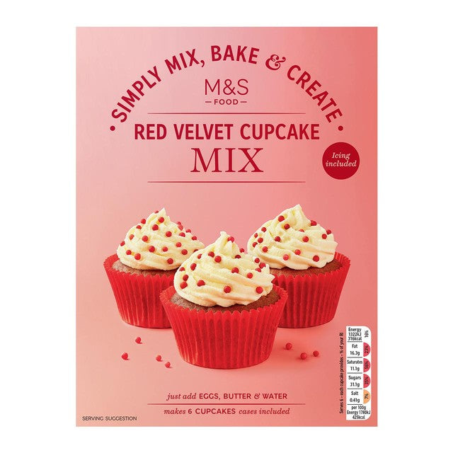M&S Red Velvet Cupcake Mix kit for 6 cupcakes (British brand)