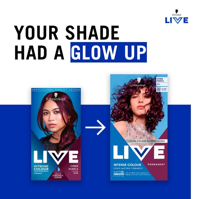 Schwarzkopf LIVE Intense Colour 046 Cyber Purple hair dye kit (British brand)